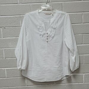 Soft Surroundings White Blouse with Button Accents